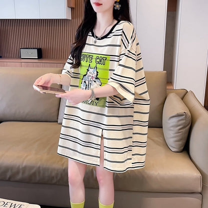【半額！期間限定！！】大好評 ファッション シンプル 3色選択可 ストライプ柄 半袖Tシャツ カットソーins-8464