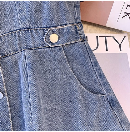 おすすめ シンプル スウィート デニム ワンピースins-8337