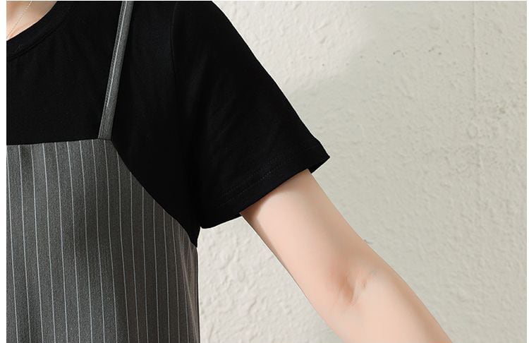 売り切れ必至 ファッション レイヤード風  半袖ワンピースins-8309