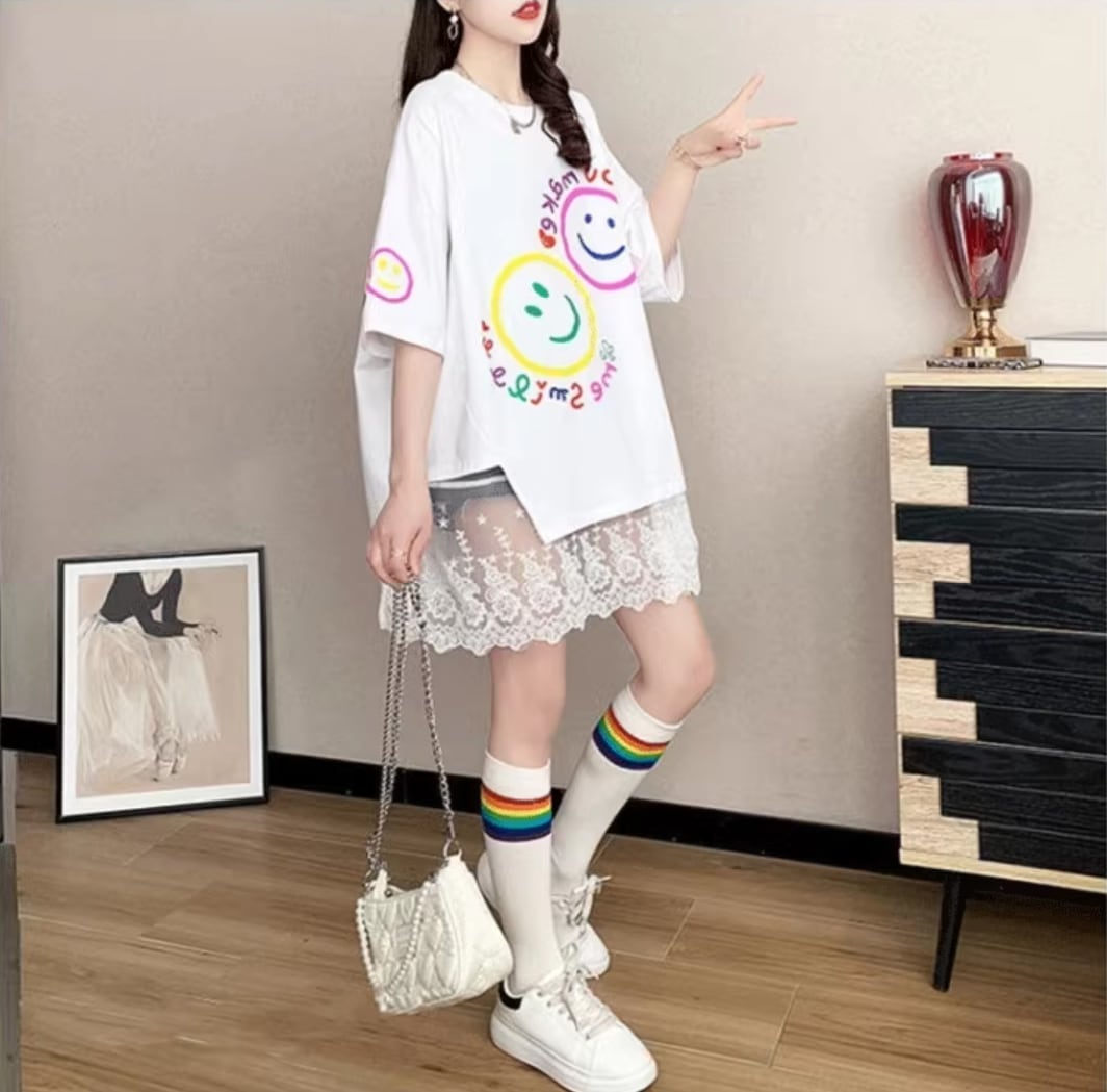 新作 レイヤード風 ロゴ プリント ゆったり 半袖 Ｔシャツ 全3色ins-4948
