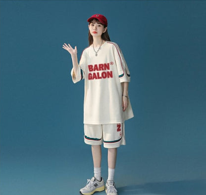 大好評 カジュアル ファッション ルーズ半袖Ｔシャツⅹパンツセットins-6539