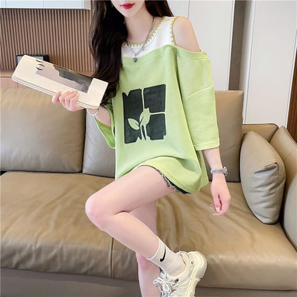 好感度100％ キュート ラウンドネック 半袖 Tシャツ ins-8628