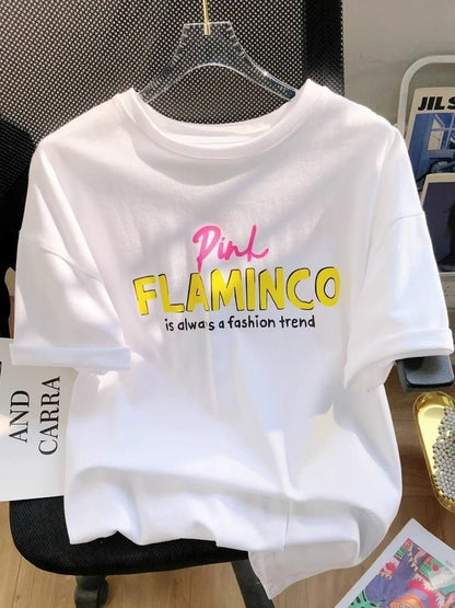 絶対欲しい  個性派  ゆったり 半袖Tシャツ ホワイト ins-4954