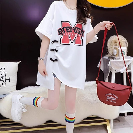 超人気 美人度アップ  特別デザイン ゆったり二色 半袖Tシャツins-8038
