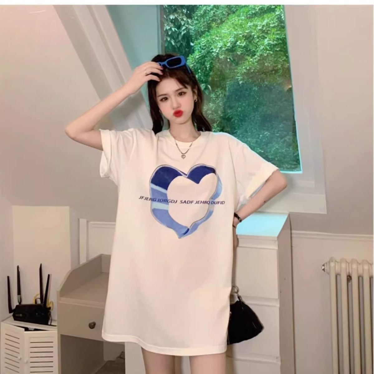 売り切れ必至 上質 カジュアル ファッション プリント 半袖Tシャツins-8586