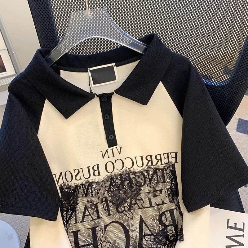 売り切れ必至 ファッション 切り替え プリント 半袖Tシャツ カットソーins-8250