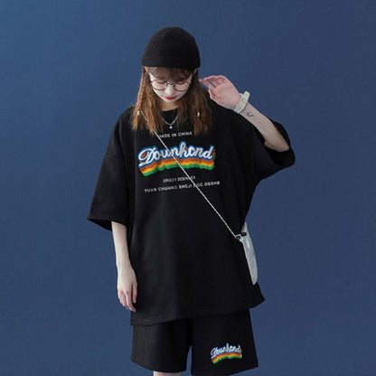 【半額セール】早い者勝ち 半袖Ｔシャツⅹパンツセット全4色 男女兼用ins-6553