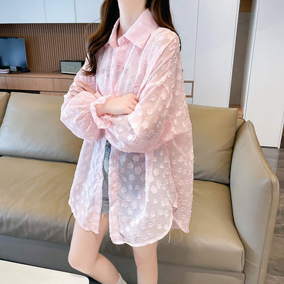 定番シンプル UV対策合わせやすい カジュアル ゆったりシャツ 全3色ins-8370