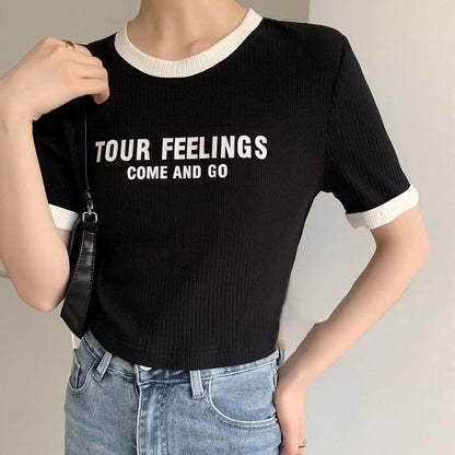 ゆったり感アップ ファッション アルファベット Tシャツ カットソーins-3077