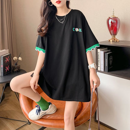 【半額！期間限定！！】デザインセンスニッチなミドル丈半袖Tシャツ新スタイルins-3007
