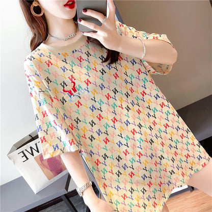 【半額！期間限定！！】新作 カジュアル プリント ラウンドネック  半袖Tシャツ カットソーins-8427