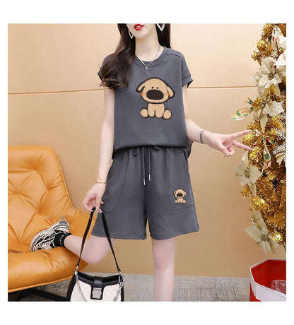 売り切れ必至 カジュアル キュート 半袖Ｔシャツⅹパンツセット全3色 ins-8266