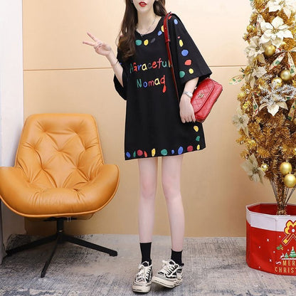 売り切れ必至 ファッション プリント 切り替え 全2色 半袖Tシャツins-8623