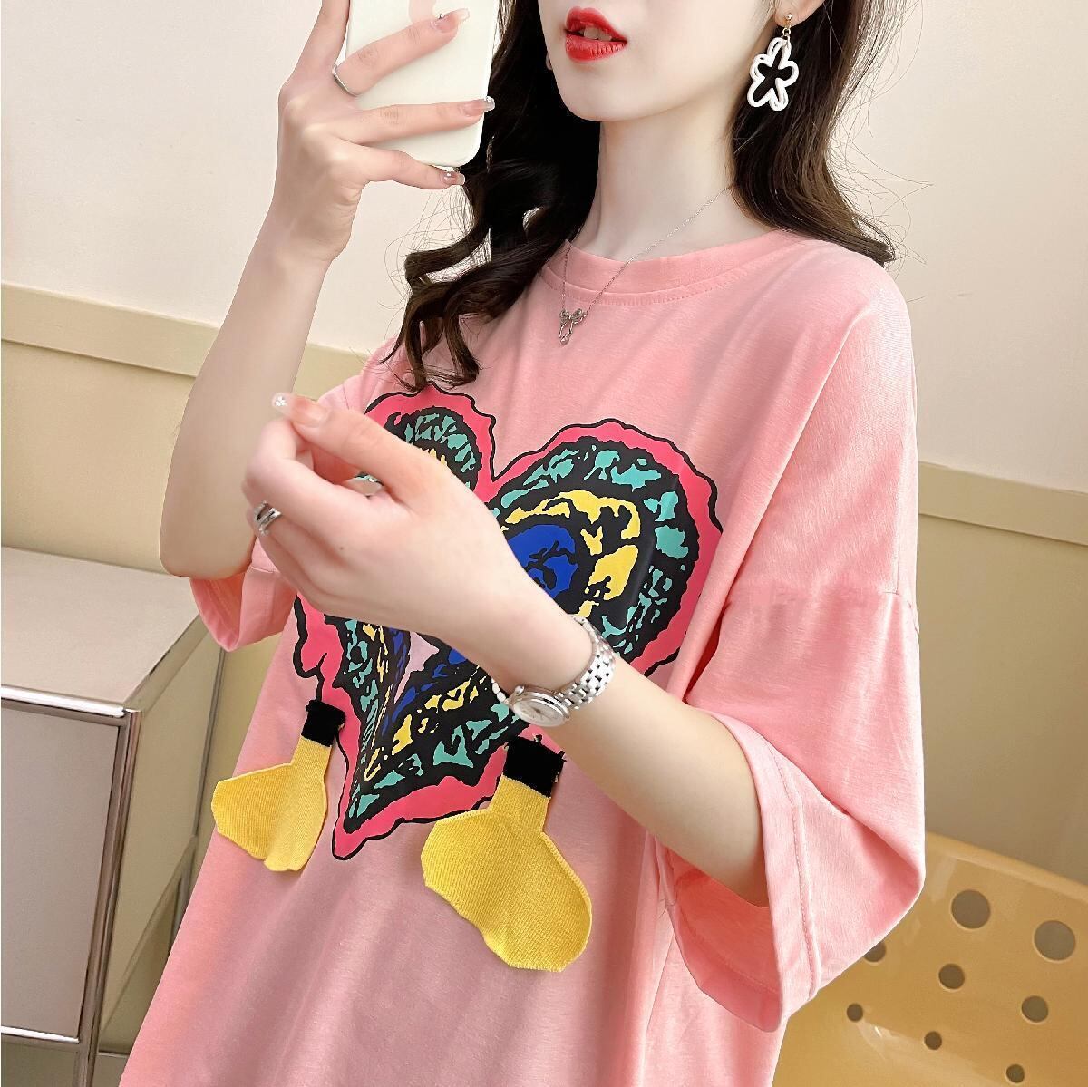 おすすめ カジュアル シンプル ゆったり 半袖Tシャツins-8136