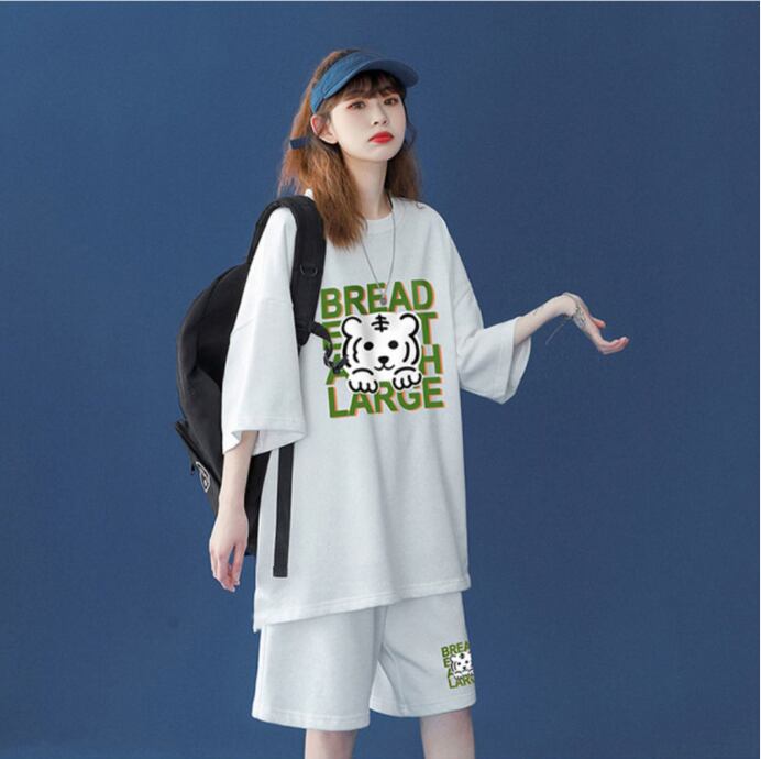 大人可愛い ルーズ  半袖Ｔシャツⅹパンツセット全5色 男女兼用ins-6555