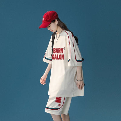 大好評 カジュアル ファッション ルーズ半袖Ｔシャツⅹパンツセットins-6539
