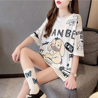 【新商品】大注目 プリント ビッグロゴ ゆったりトップス 半袖Tシャツ 全3色ins-4933