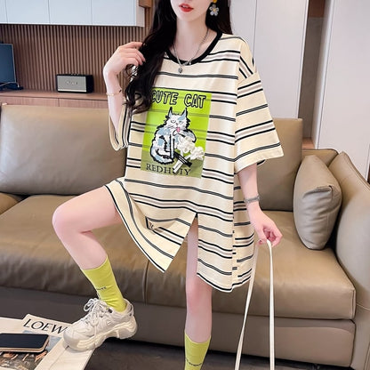 【半額！期間限定！！】大好評 ファッション シンプル 3色選択可 ストライプ柄 半袖Tシャツ カットソーins-8464