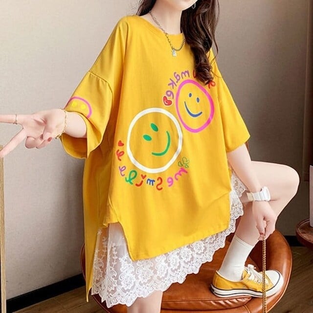 新作 レイヤード風 ロゴ プリント ゆったり 半袖 Ｔシャツ 全3色ins-4948