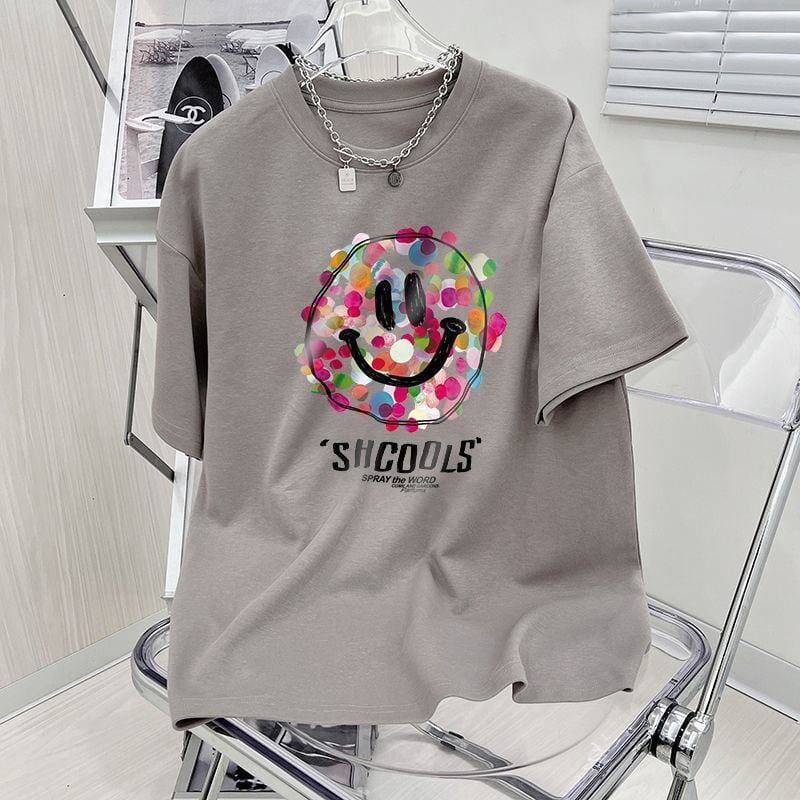 話題沸騰中 カジュアル スマイリー 半袖 Tシャツ ins-8651