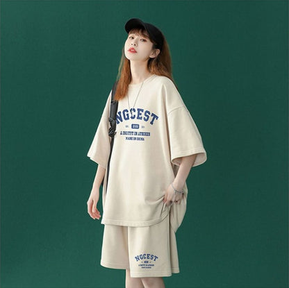 【半額！期間限定！！】売り切れ必至  カジュアル  半袖Ｔシャツⅹパンツセット全4色 男女兼用ins-6574