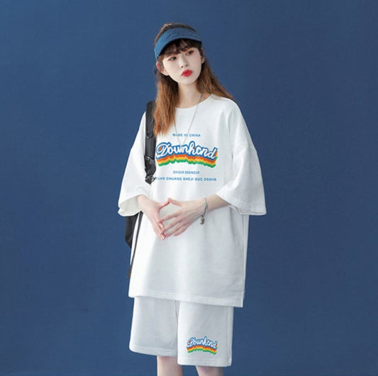 【半額セール】早い者勝ち 半袖Ｔシャツⅹパンツセット全4色 男女兼用ins-6553