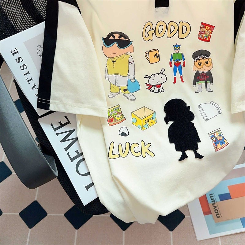 期間限定 カジュアル 切り替え プリント 半袖Tシャツ カットソーins-8221