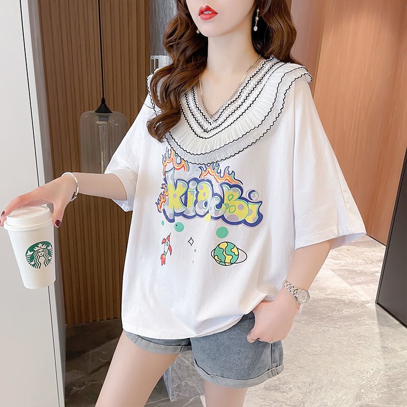 【半額！期間限定！！】オシャレ度満点 着心地抜群 キュート プリント 全3色 Tシャツ カットソーins-8536
