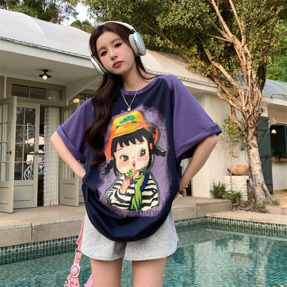 着回し力抜群 カジュアル 個性派 プリント 半袖Tシャツins-8163