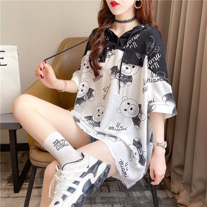 絶対欲しい 個性的なデザイン 一目惚れ  切り替え 半袖Tシャツ カットソーins-8054