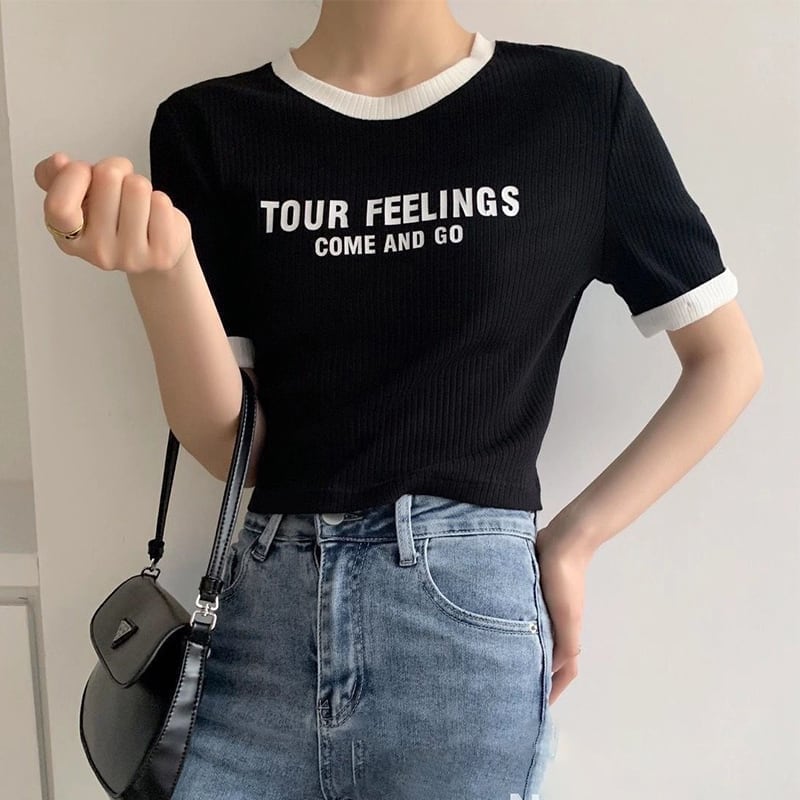 ゆったり感アップ ファッション アルファベット Tシャツ カットソーins-3077