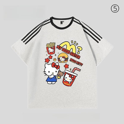 早い者勝ち カジュアル キュート 切り替え プリント  半袖Tシャツins-8618