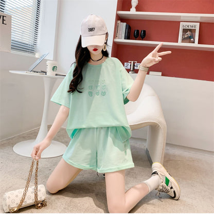 売り切れ必至  上質 カジュアル ルーズ  半袖Ｔシャツⅹパンツセット全3色 ins-8234