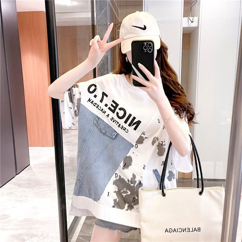 話題沸騰中 個性派  切り替え デザイン性のある半袖Tシャツins-8086