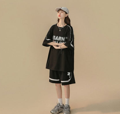大好評 カジュアル ファッション ルーズ半袖Ｔシャツⅹパンツセットins-6539