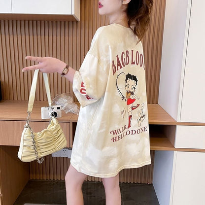 超人気 ロゴ プリント  ゆったり 3色 半袖Tシャツins-8348