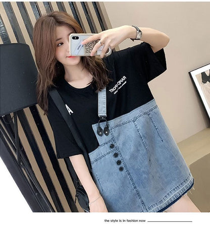 個性的なデザイン 一目惚れ 2色選択可  レイヤード風  Tシャツ カットソーins-8286