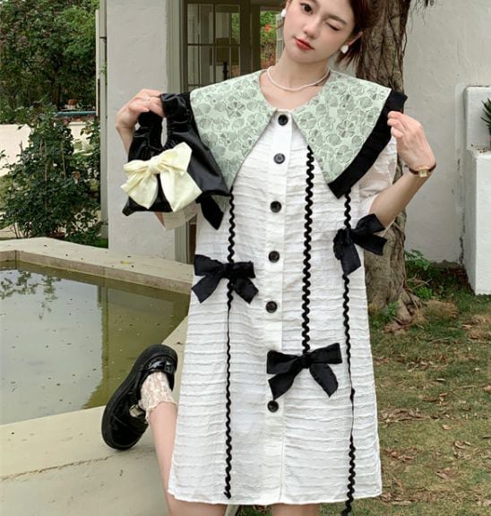 新商品 美人度アップ上質 スウィート 切り替え ワンピースins-8363