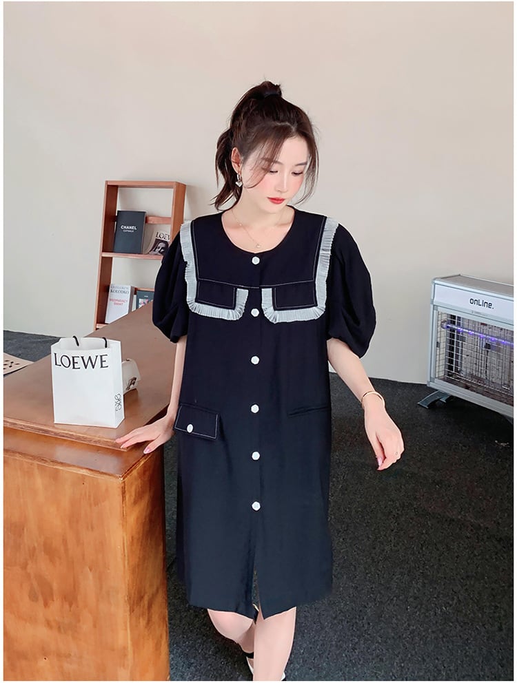 新商品 定番シンプル  カジュアル 切り替え ワンピースins-8386