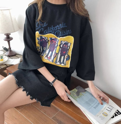 話題沸騰中 カジュアル  ゆったり プリント 2色半袖Tシャツins-8161
