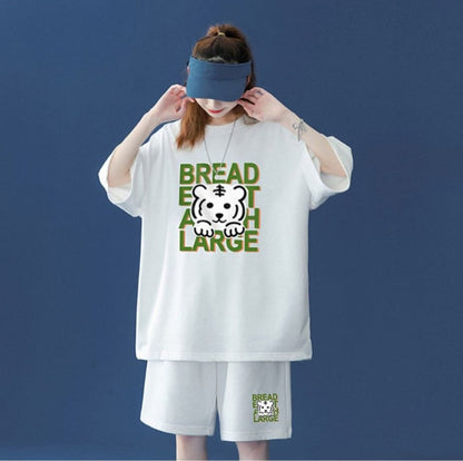 大人可愛い ルーズ  半袖Ｔシャツⅹパンツセット全5色 男女兼用ins-6555