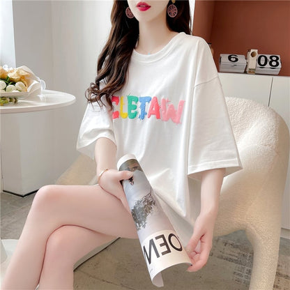 オシャレ度満点 一目惚れ アルファベット Tシャツ カットソーins-3071