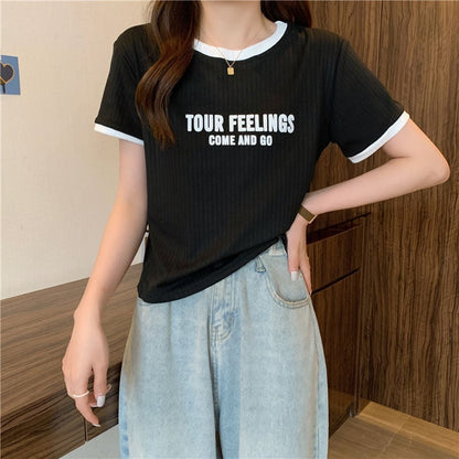 ゆったり感アップ ファッション アルファベット Tシャツ カットソーins-3077