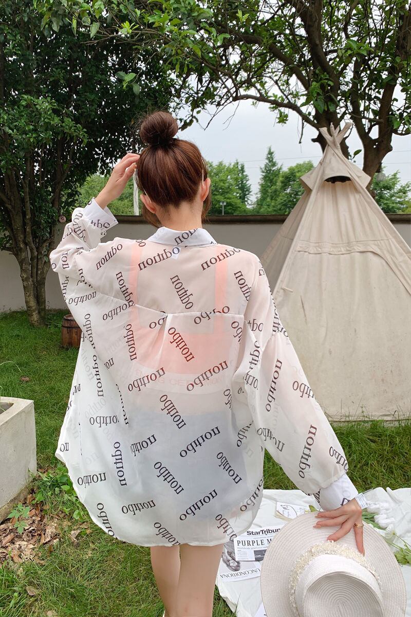売り切れ必至 オシャレ度満点 透け感 日焼け対策 シャツ ins-8116