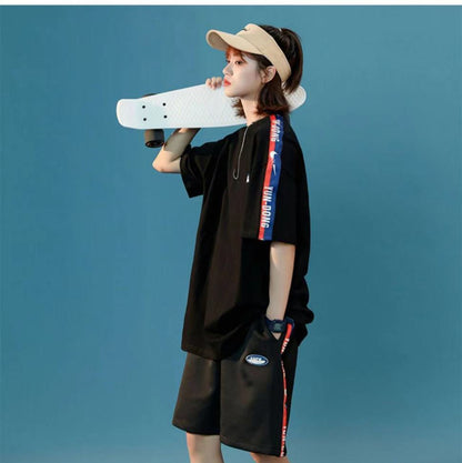 今季マストバイ カジュアル  ルーズ  半袖Ｔシャツⅹパンツセット全2色ins-8197