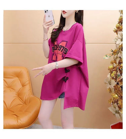 超人気 美人度アップ  特別デザイン ゆったり二色 半袖Tシャツins-8038