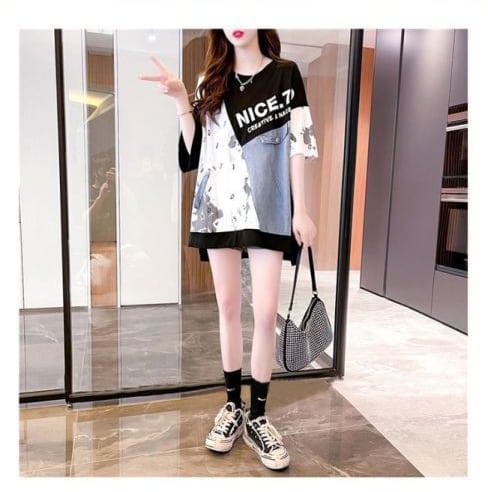 話題沸騰中 個性派  切り替え デザイン性のある半袖Tシャツins-8086