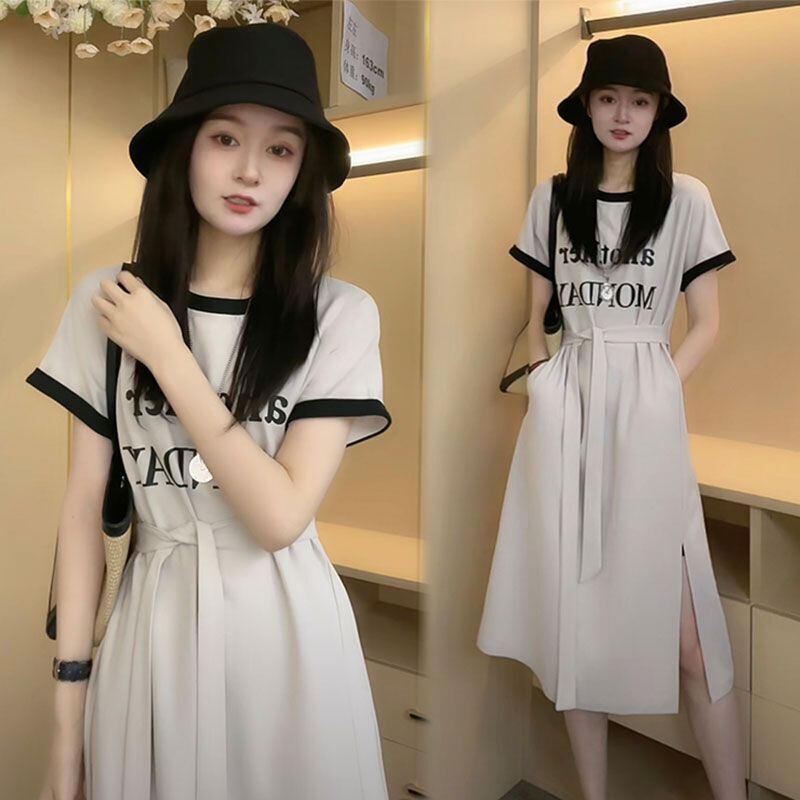 売り切れ必至 上質 簡潔 半袖Tシャツワンピースins-8288